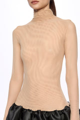 Mini dress with low waist ruffle skirt