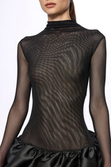 Mini dress with low waist ruffle skirt