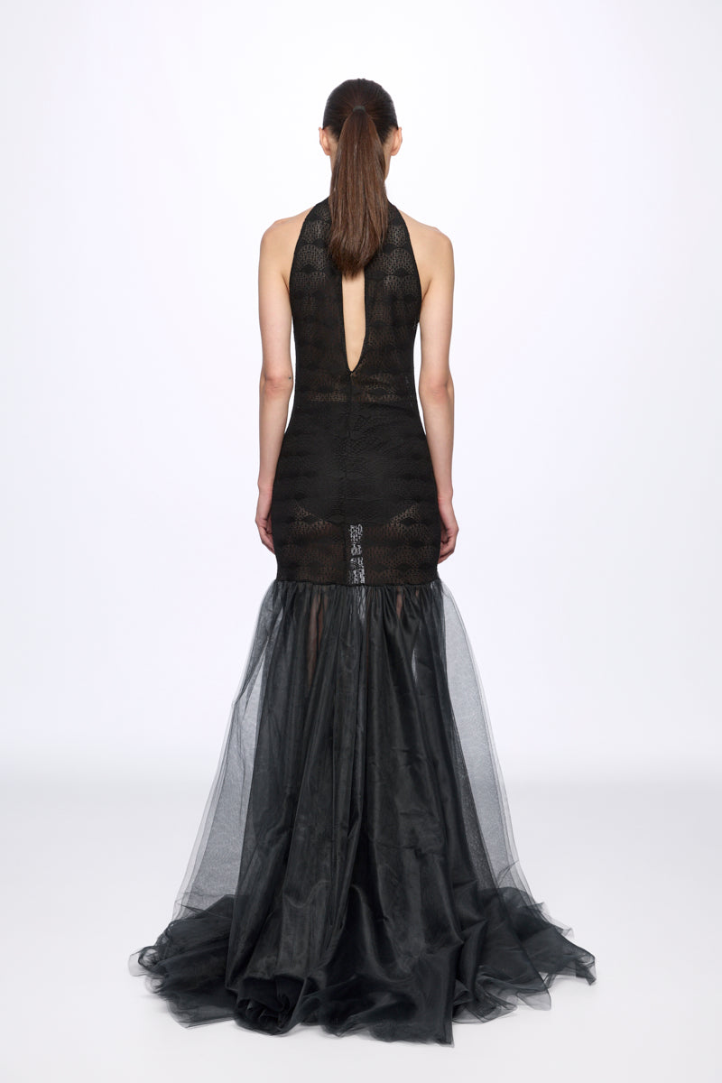 Halterneck tulle gown dress