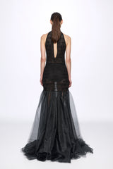 Halterneck tulle gown dress