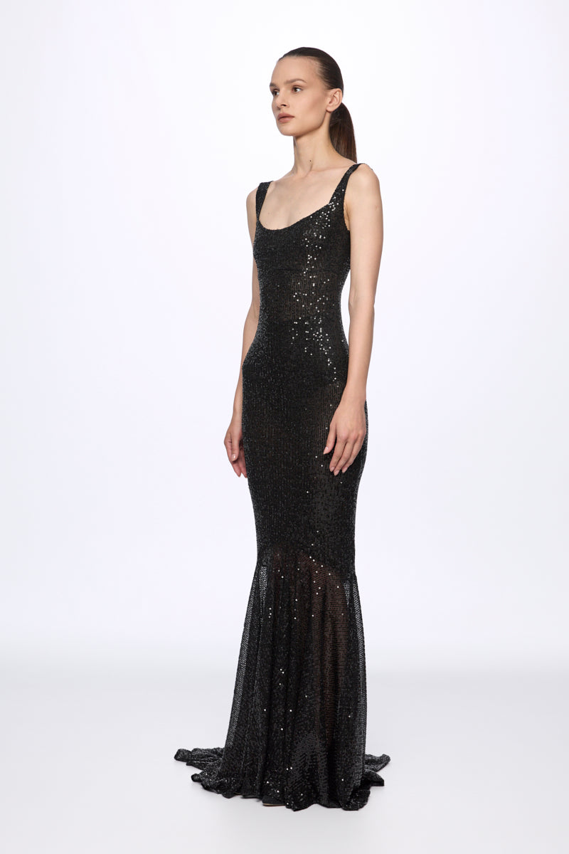 Black sequin corset mermaid dress