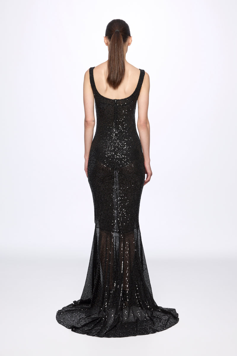 Black sequin corset mermaid dress