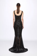 Black sequin corset mermaid dress