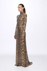 High neck leopard-print dress