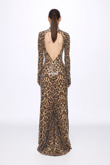High neck leopard-print dress
