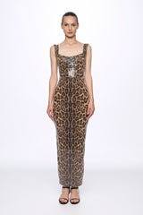Sequin leopard-print midi dress