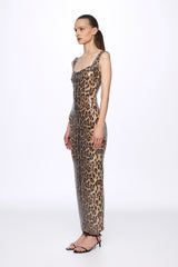 Sequin leopard-print midi dress