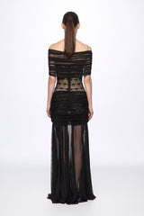 Lace detail draped maxi dress