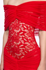 Lace detail draped maxi dress