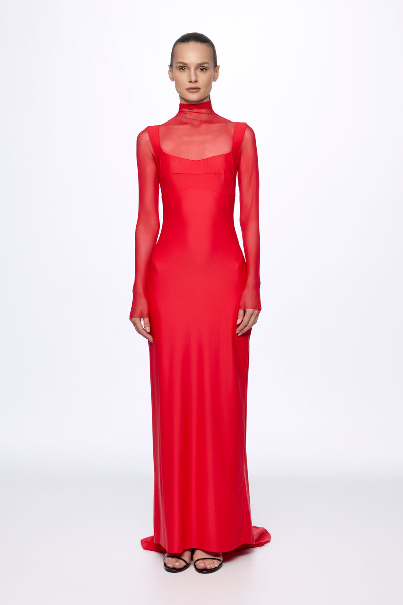 Sheer sleeve fitted gown