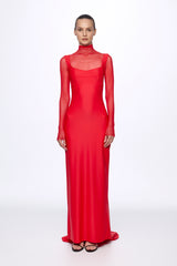 Sheer sleeve fitted gown
