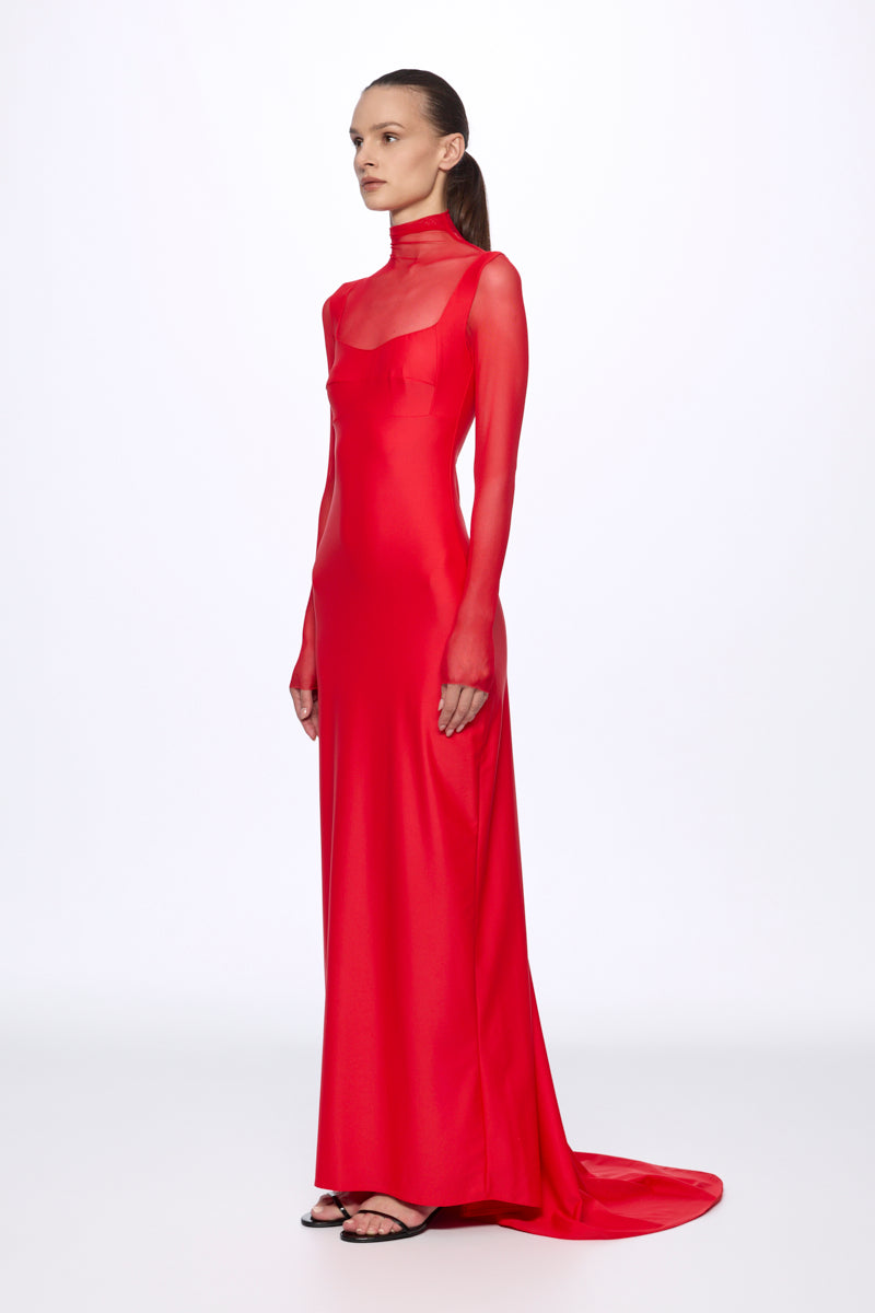 Sheer sleeve fitted gown