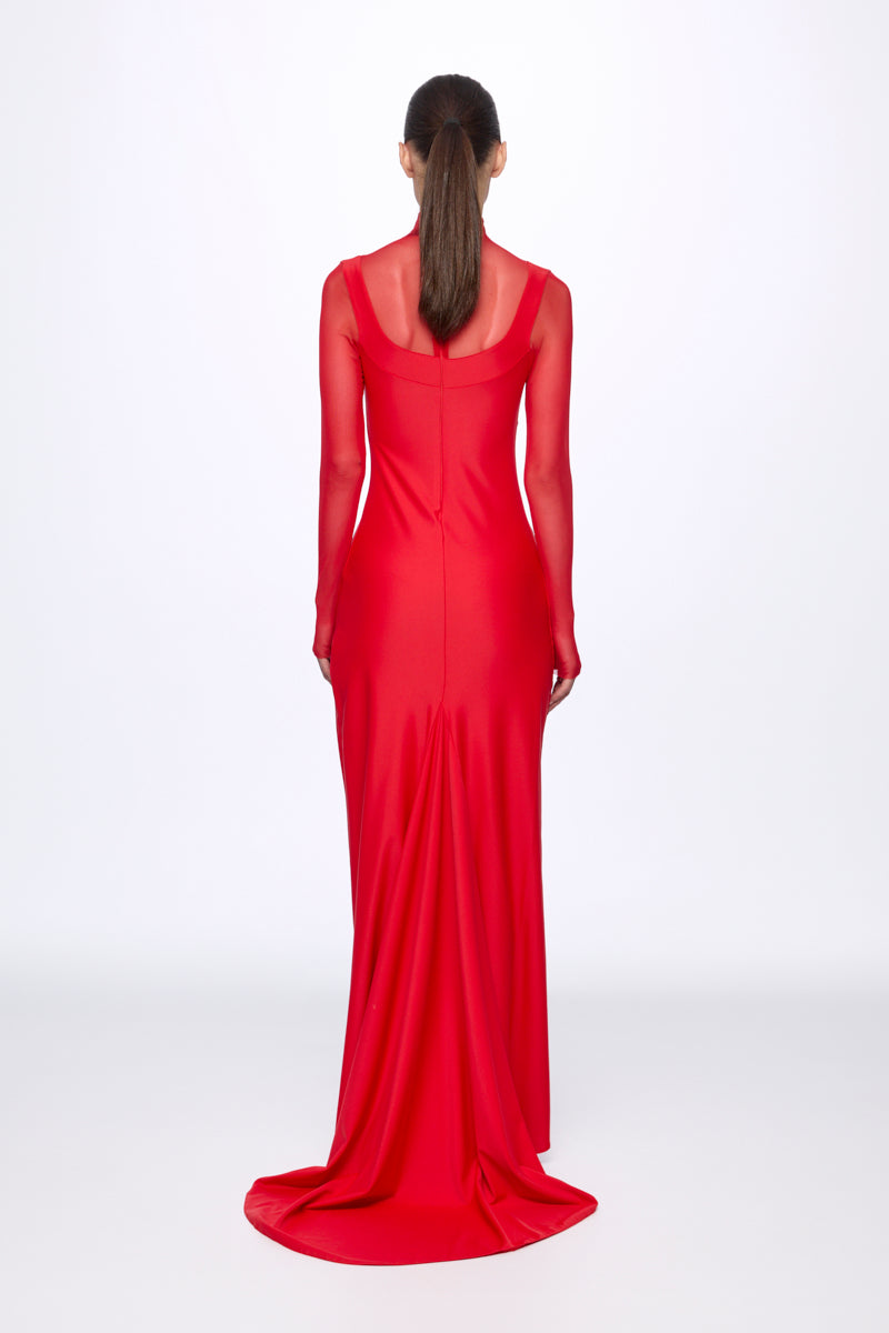 Sheer sleeve fitted gown