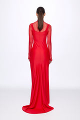 Sheer sleeve fitted gown