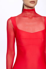 Sheer sleeve fitted gown