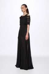 Round neck mesh maxi dress
