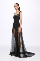 Embroidered lace gown