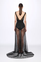 Embroidered lace gown