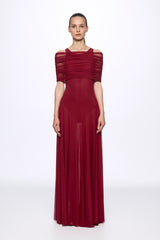Round neck mesh maxi dress