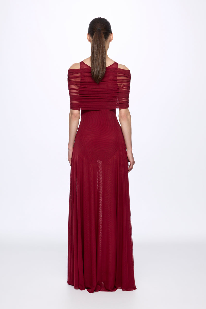 Round neck mesh maxi dress