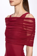 Round neck mesh maxi dress