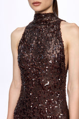 Sequinned high-neck gown