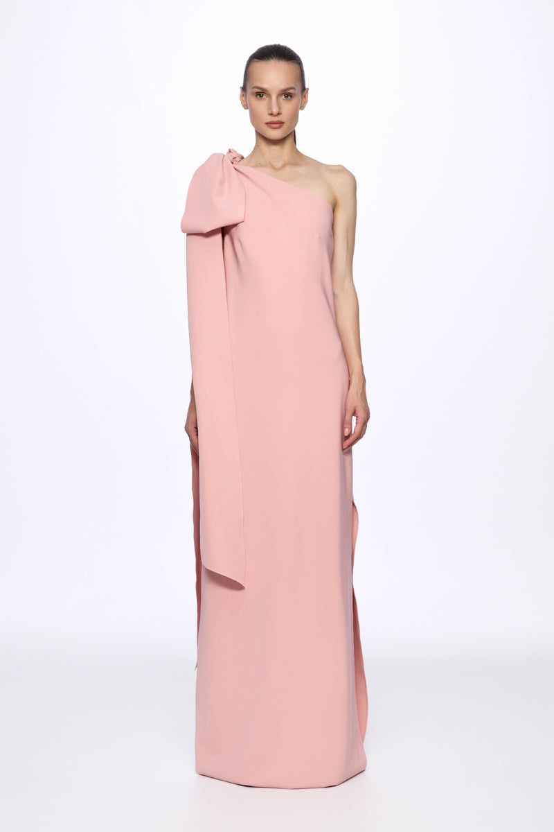 Bow detail one shoulder maxi dress