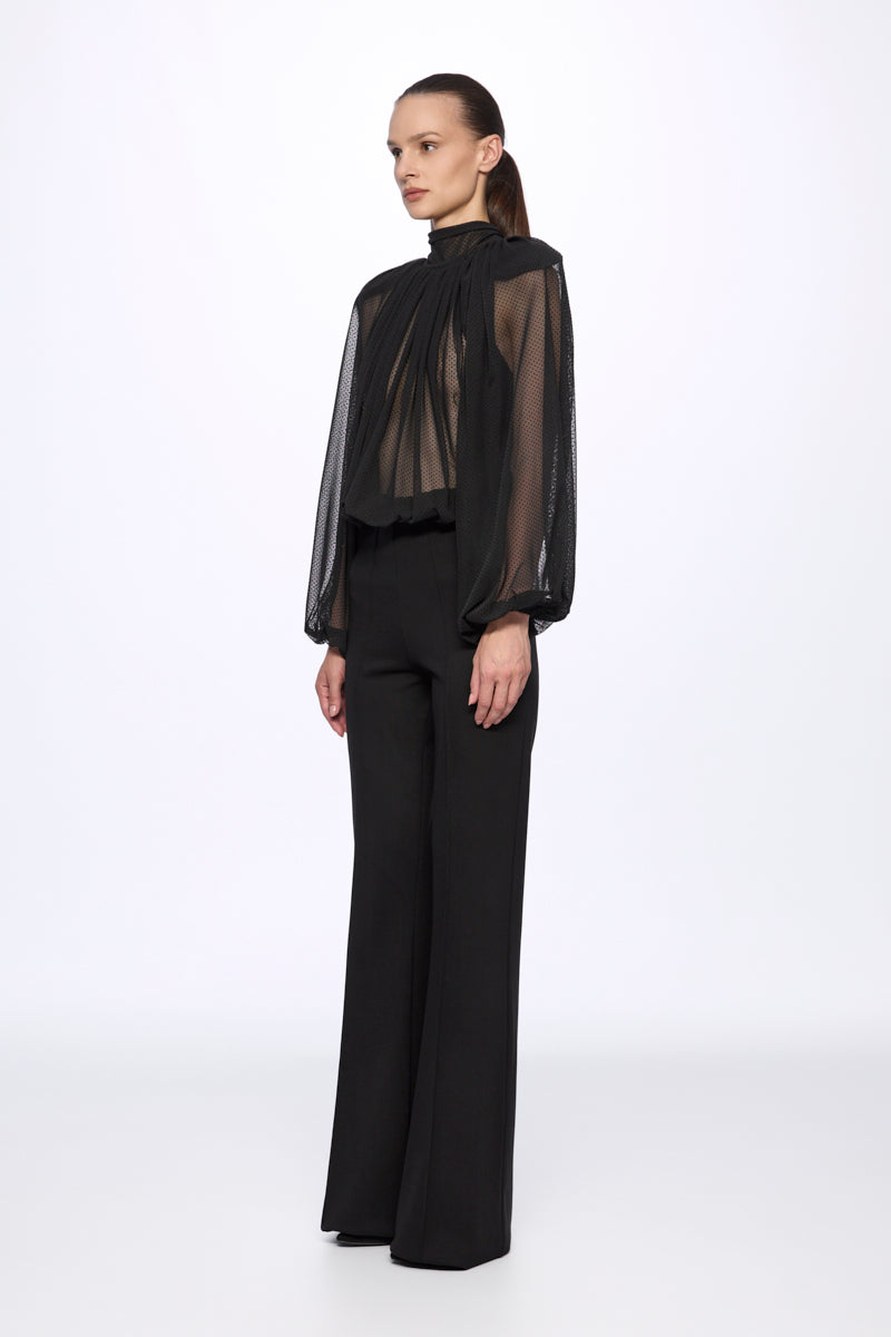 High-waisted straight-leg trousers