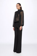 High-waisted straight-leg trousers
