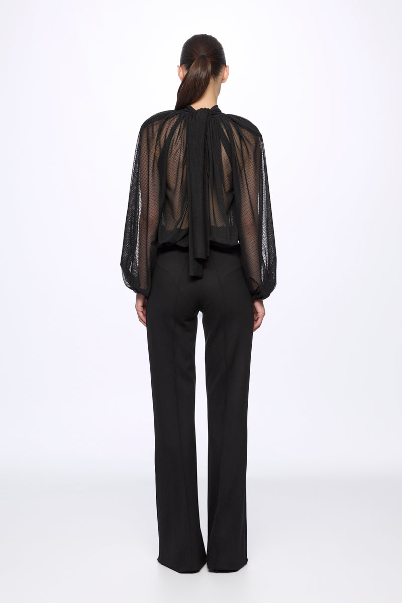 High-waisted straight-leg trousers
