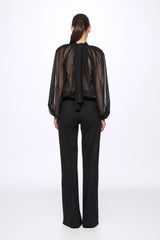 High-waisted straight-leg trousers