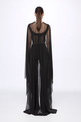 Mesh bodysuit and cape set