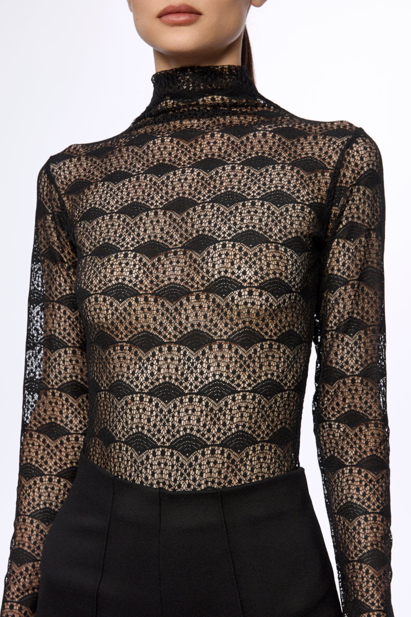High neck lace bodysuit