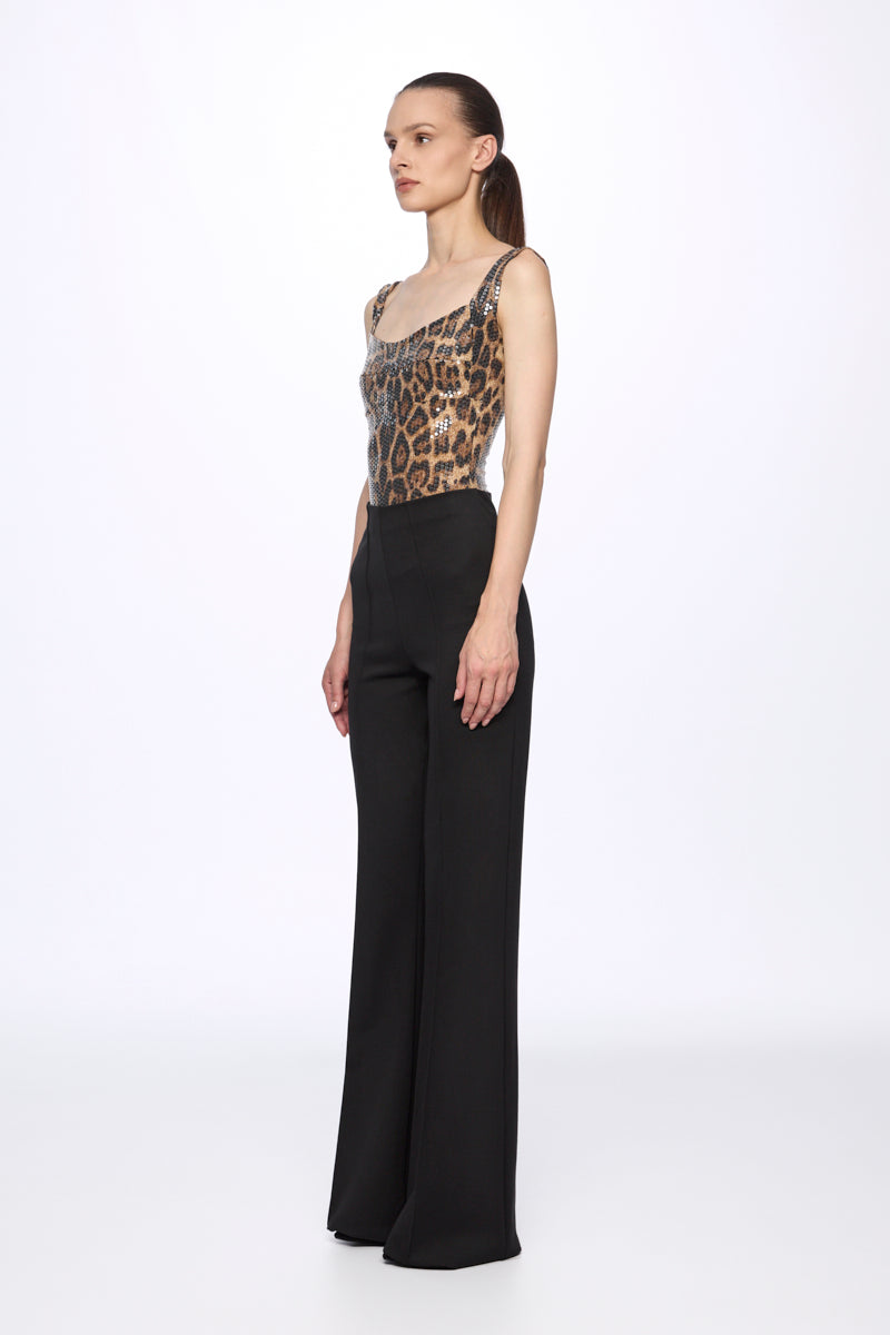 Sequin corset leopard-print bodysuit