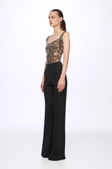 Sequin corset leopard-print bodysuit