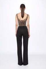Sequin corset leopard-print bodysuit