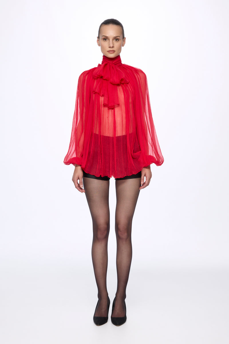 RED Silk Chiffon blouse
