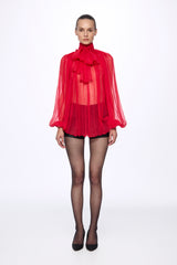 RED Silk Chiffon blouse