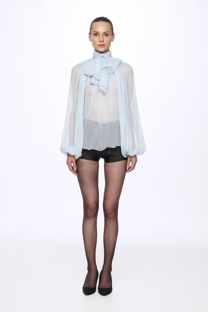 BLUE Silk Chiffon blouse