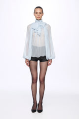 BLUE Silk Chiffon blouse