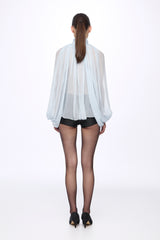 BLUE Silk Chiffon blouse