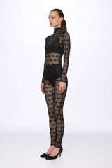 High neck lace jumpsui
