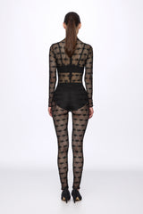 High neck lace jumpsui