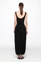 Corset red midi dress in black