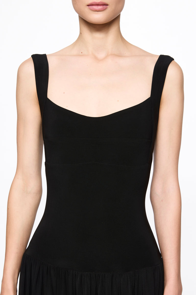 Corset red midi dress in black