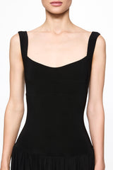 Corset red midi dress in black