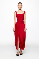Corset red midi dress