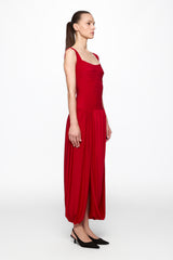 Corset red midi dress