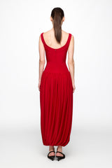 Corset red midi dress