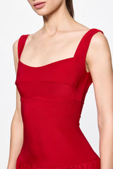 Corset red midi dress
